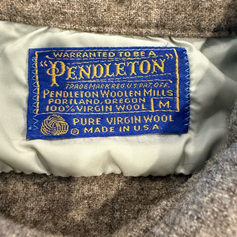Vintage 60s 70s Pendleton Solid Wool Board Shirt Loop Collar USA M - Picture 3 of 11